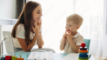 speech therapist with a boy