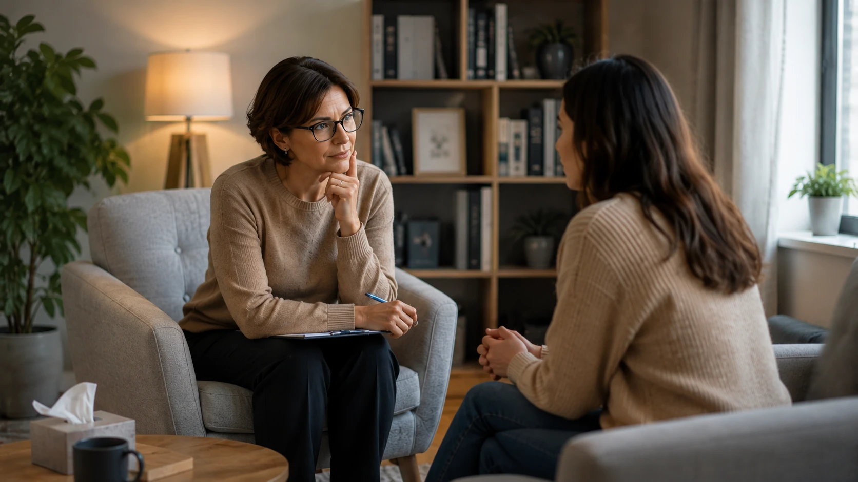 patient talking with a psychologist