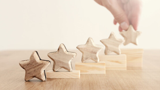 5 wooden stars